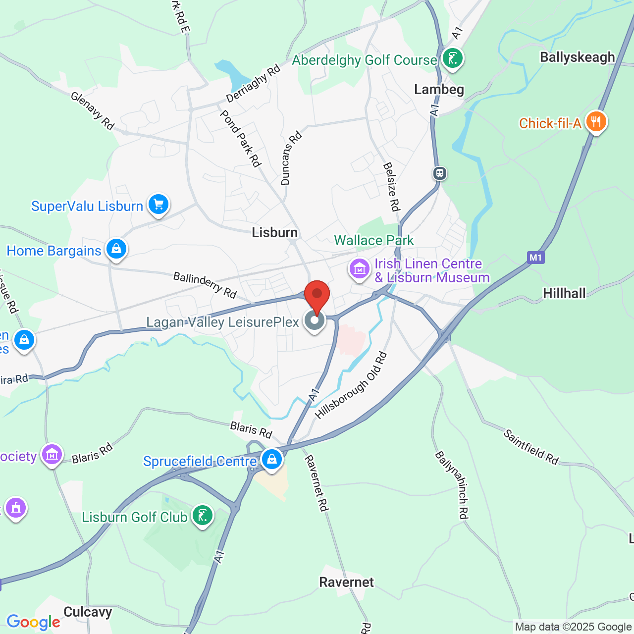 Map showing location of Governors Road, Lisburn, United Kingdom, BT28 1LP