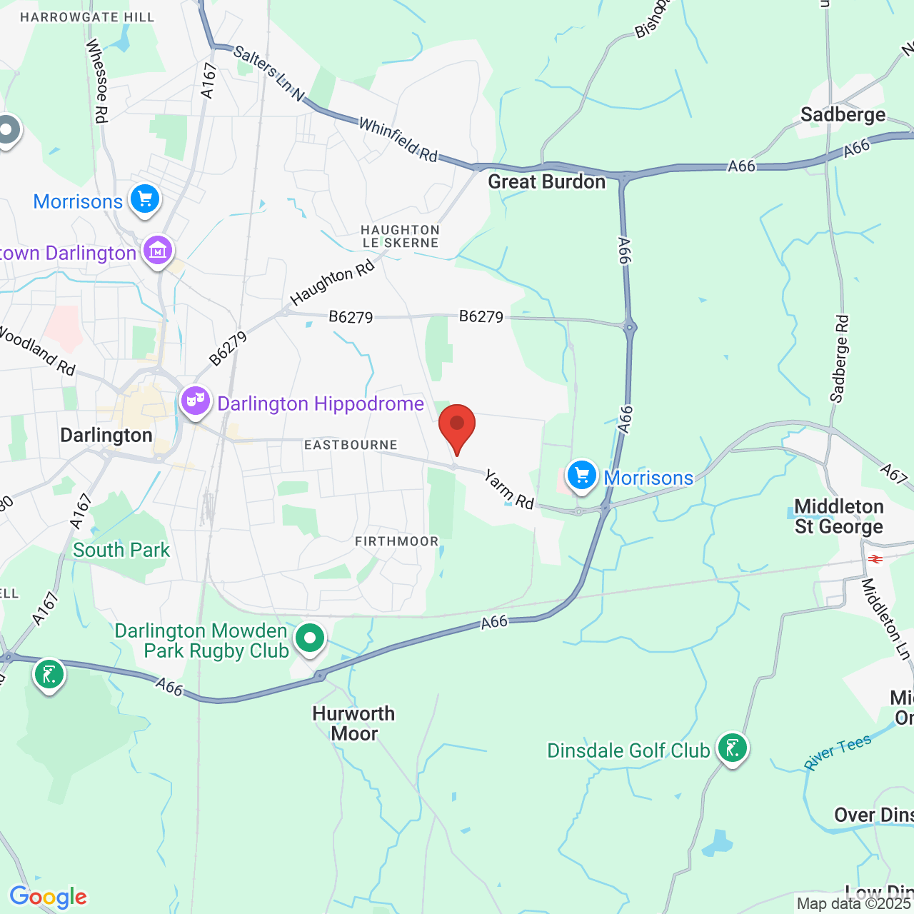 Map showing location of Yarm Road, Darlington, United Kingdom, DL1 4PU