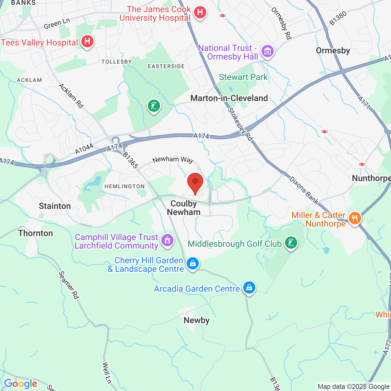 Map showing location of Dalby Way, Coulby Newham, United Kingdom, TS8 0TW