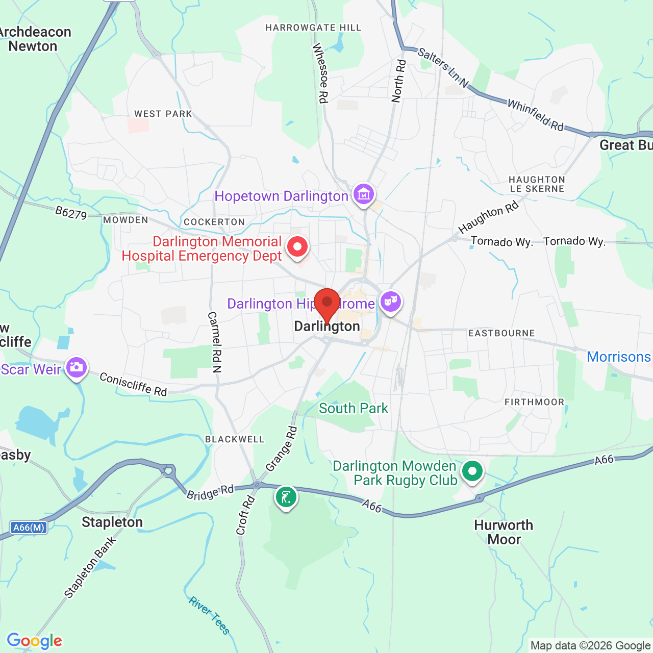 Map showing location of Unit 3, North Moor Road, Darlington, United Kingdom, DL6 2GQ