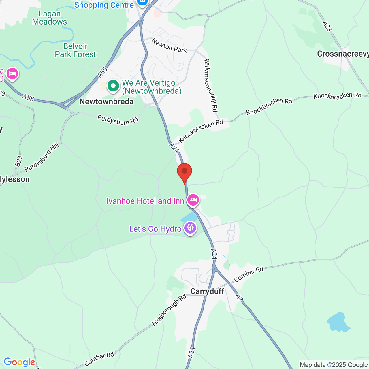 Map showing location of 495, Saintfield Road, Belfast, United Kingdom, BT8 8ER