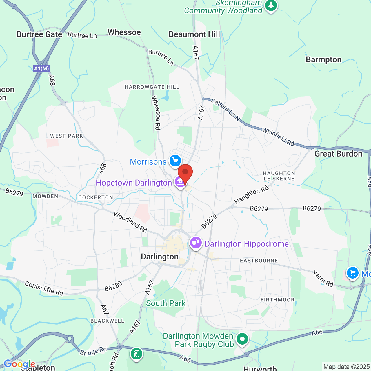 Map showing location of 3, Albert Road, Darlington, United Kingdom, DL1 2JQ