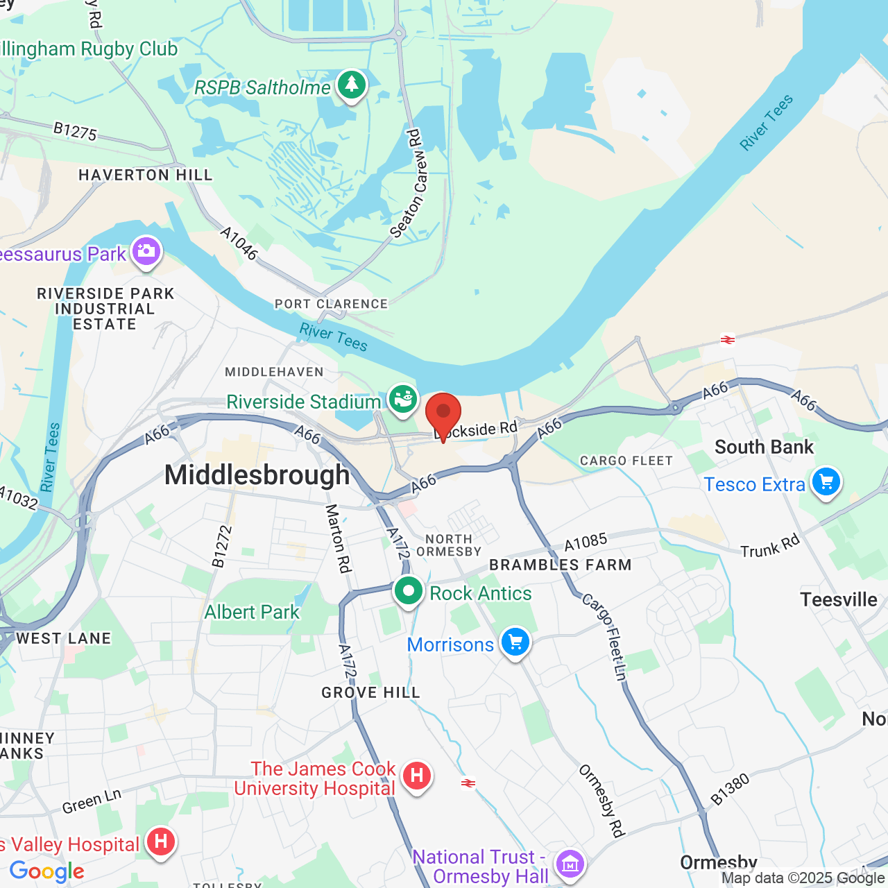 Map showing location of North Ormesby, United Kingdom, TS3 6AR