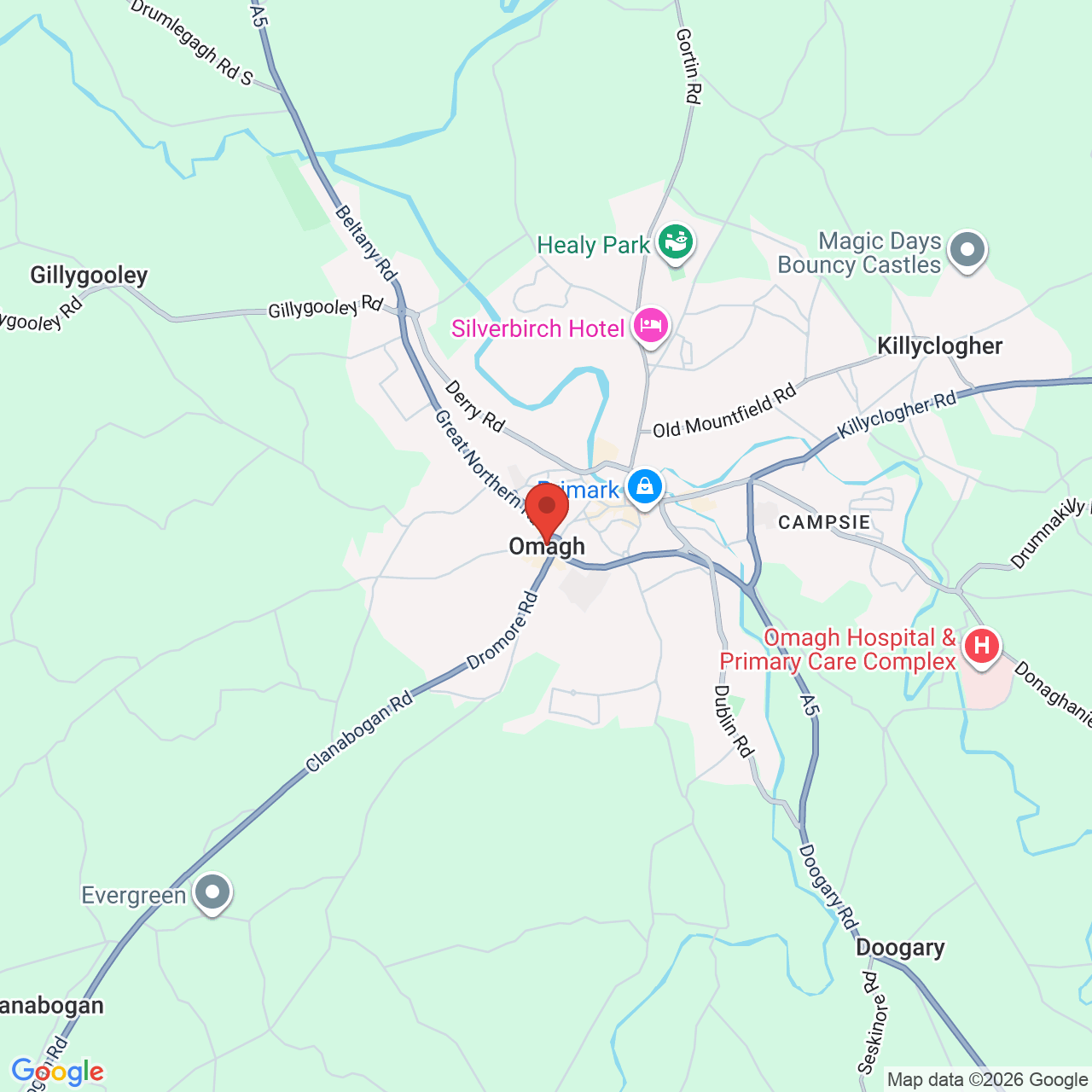 Map showing location of Omagh, Omagh, United Kingdom, BT78