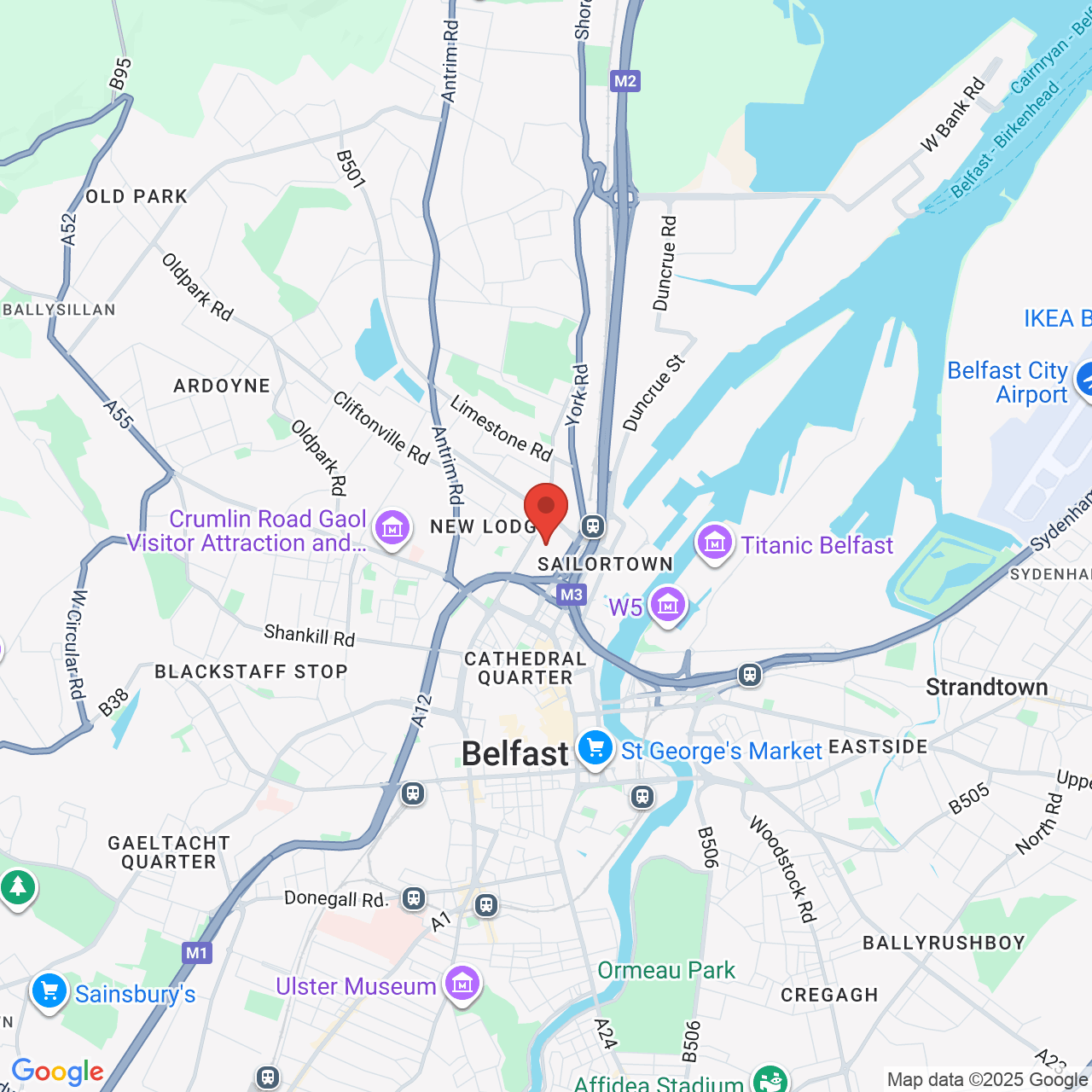 Map showing location of Brougham Street, Yorkgate, United Kingdom, BT15 1WA