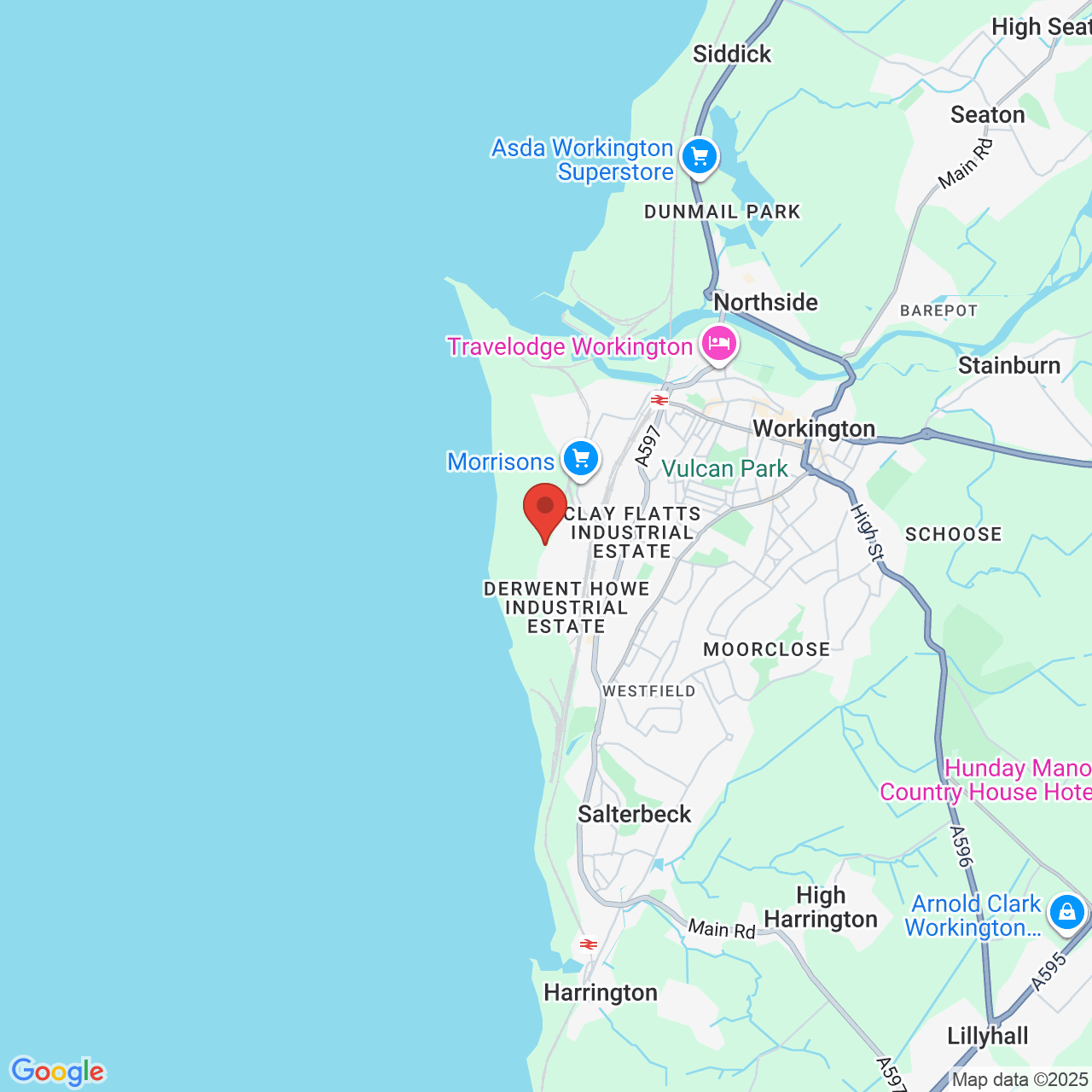 Map showing location of Workington, United Kingdom, CA14 3YP