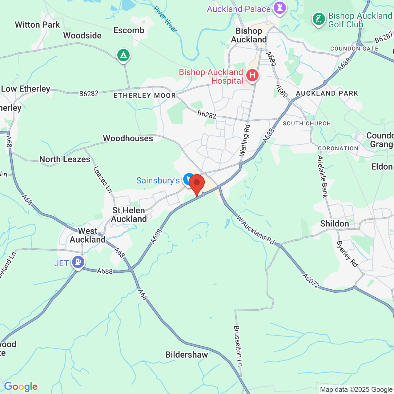 Map showing location of Stadium Way, Saint Helen Auckland, United Kingdom, DL14 9AE