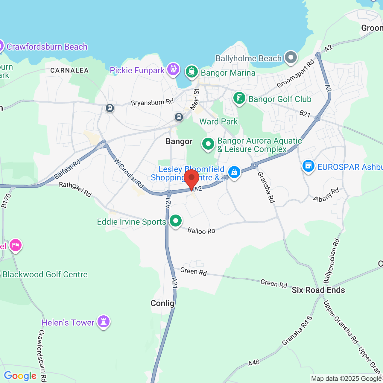 Map showing location of Balloo Link, Bangor, United Kingdom, BT19 7HJ