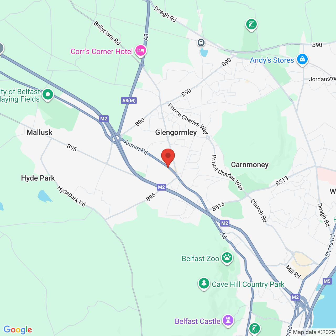 Map showing location of 376, Antrim Road, Glengormley, United Kingdom, BT36 5EB