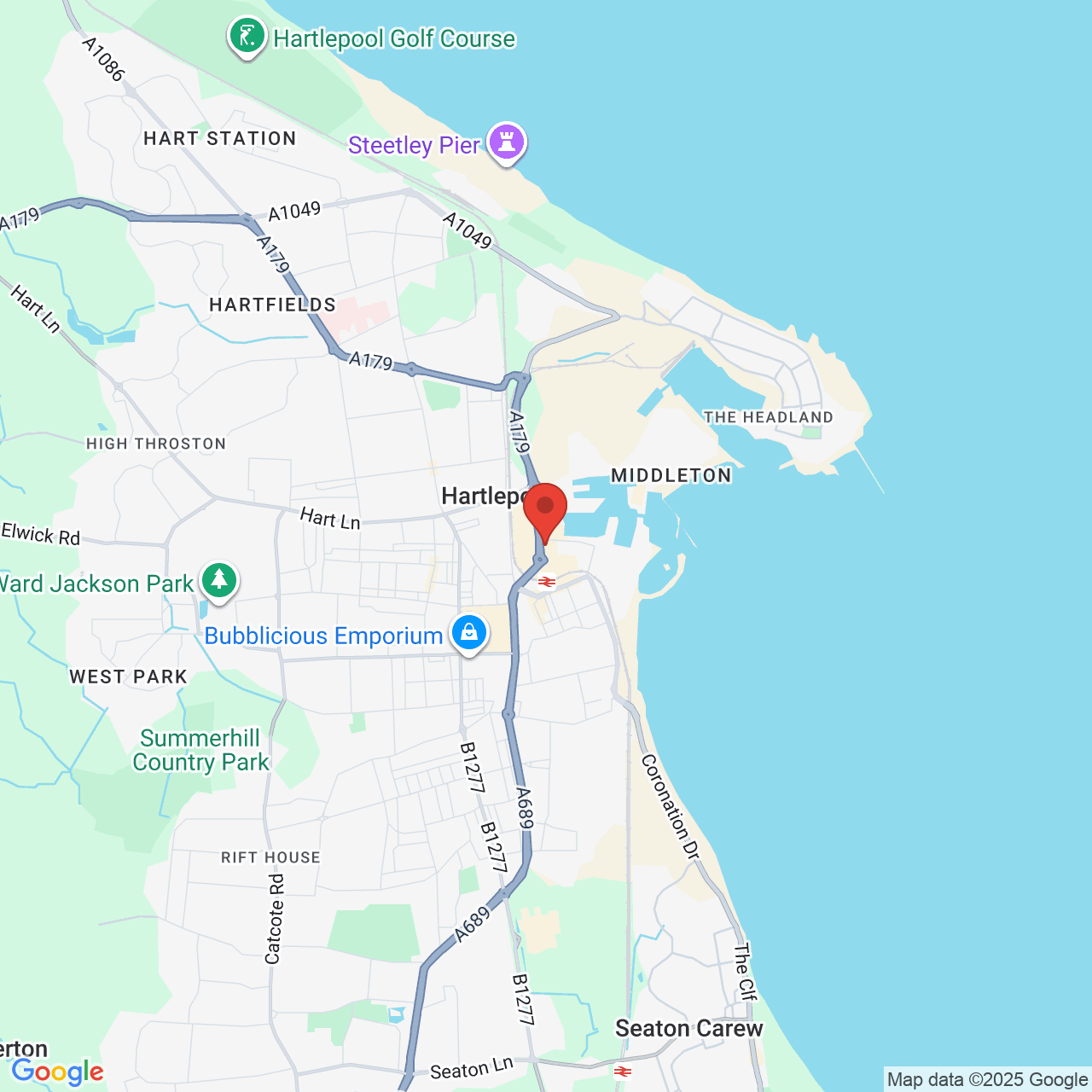 Map showing location of Marina Way, Hartlepool, United Kingdom, TS24 0XR