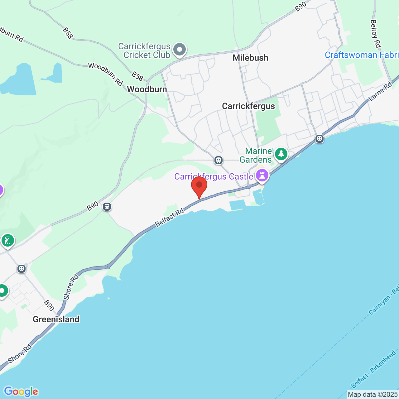 Map showing location of 75a, Belfast Road, Carrickfergus, United Kingdom, BT38 3BX