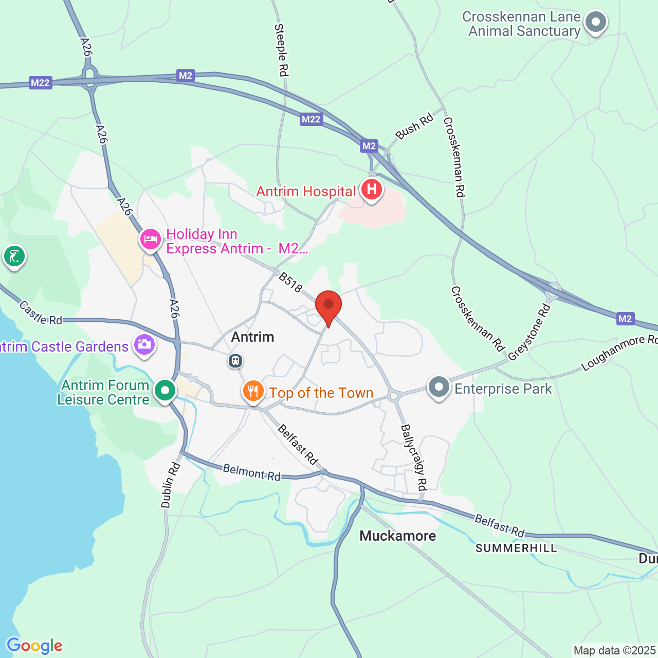 Map showing location of Stiles Way, Antrim, United Kingdom, BT41 1LT