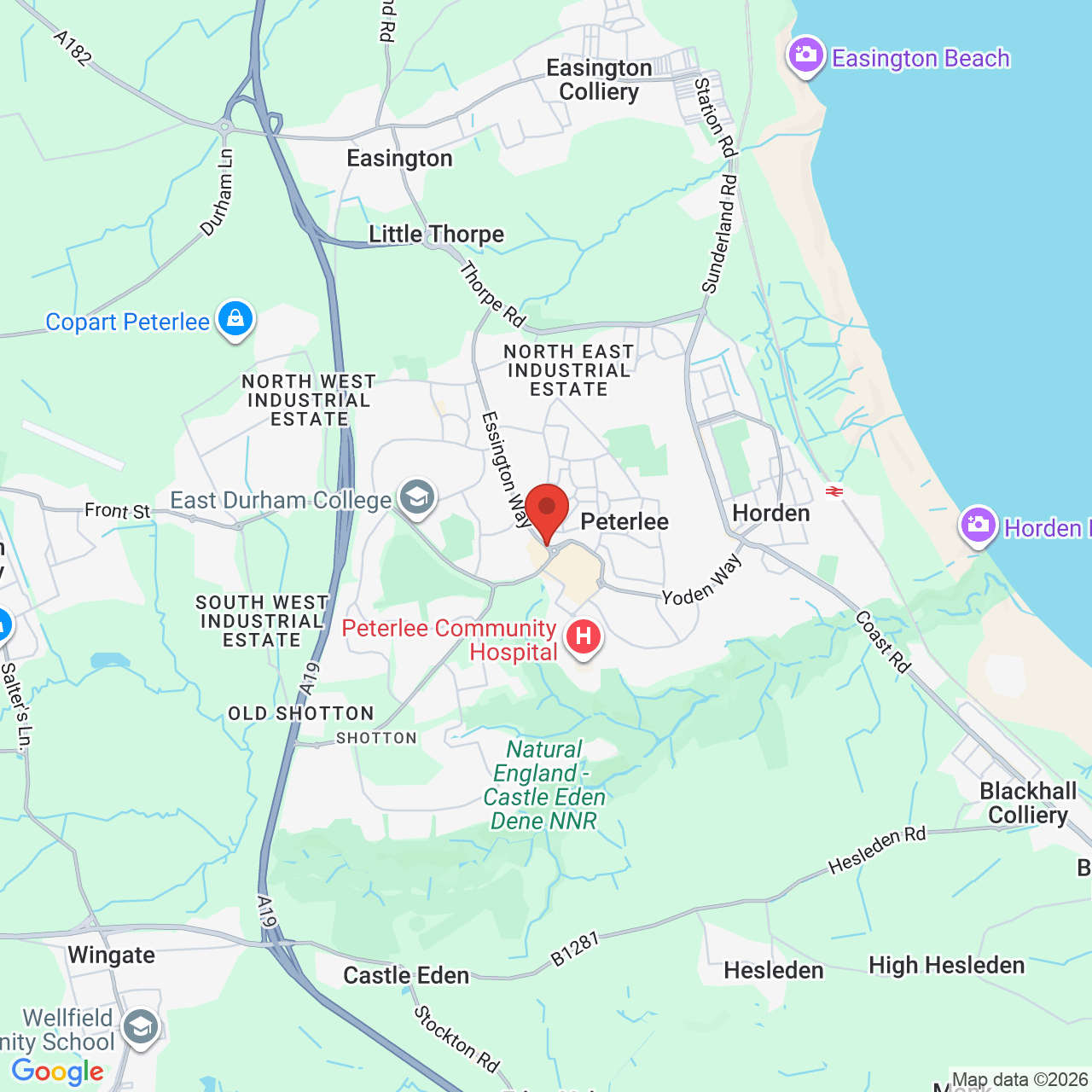 Map showing location of Burnhope Way, Peterlee, United Kingdom, SR8 1BT