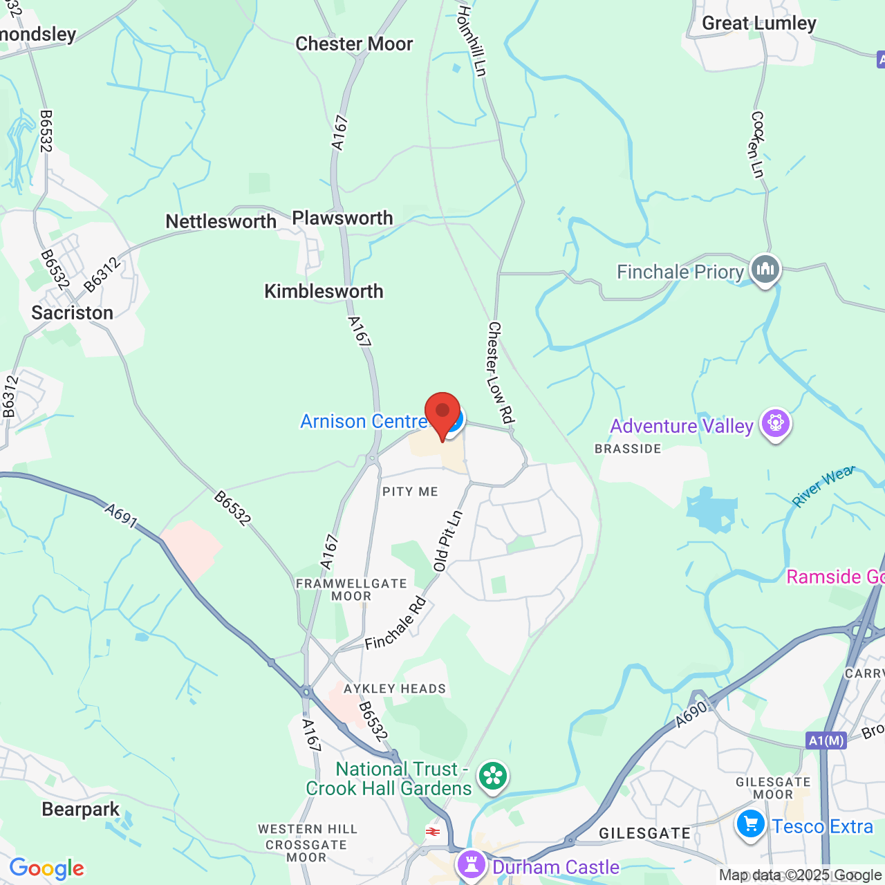 Map showing location of Abbey Road, Pity Me, United Kingdom, DH1 5GF