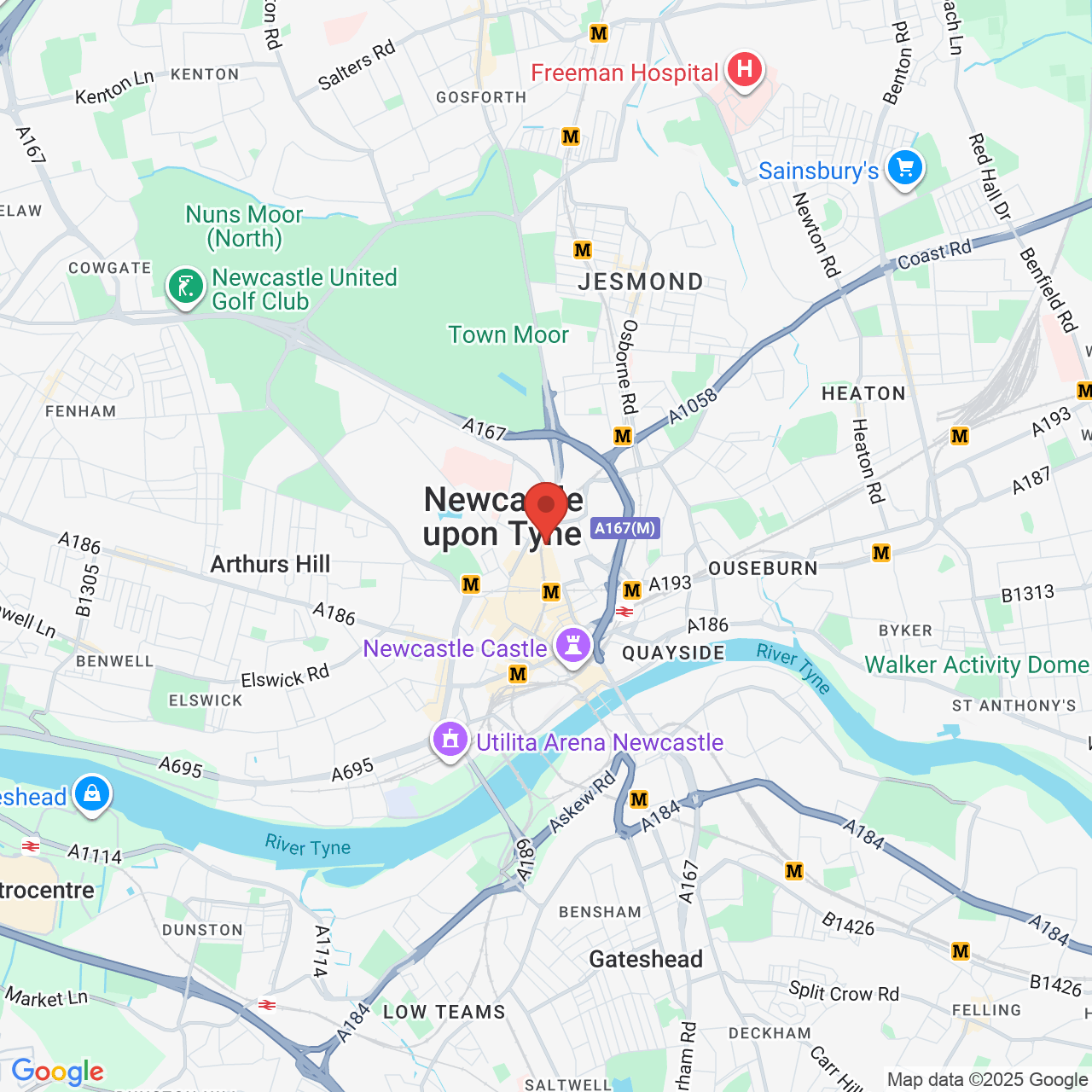 Map showing location of 107, Northumberland Street, Newcastle upon Tyne, United Kingdom, NE1 7AG