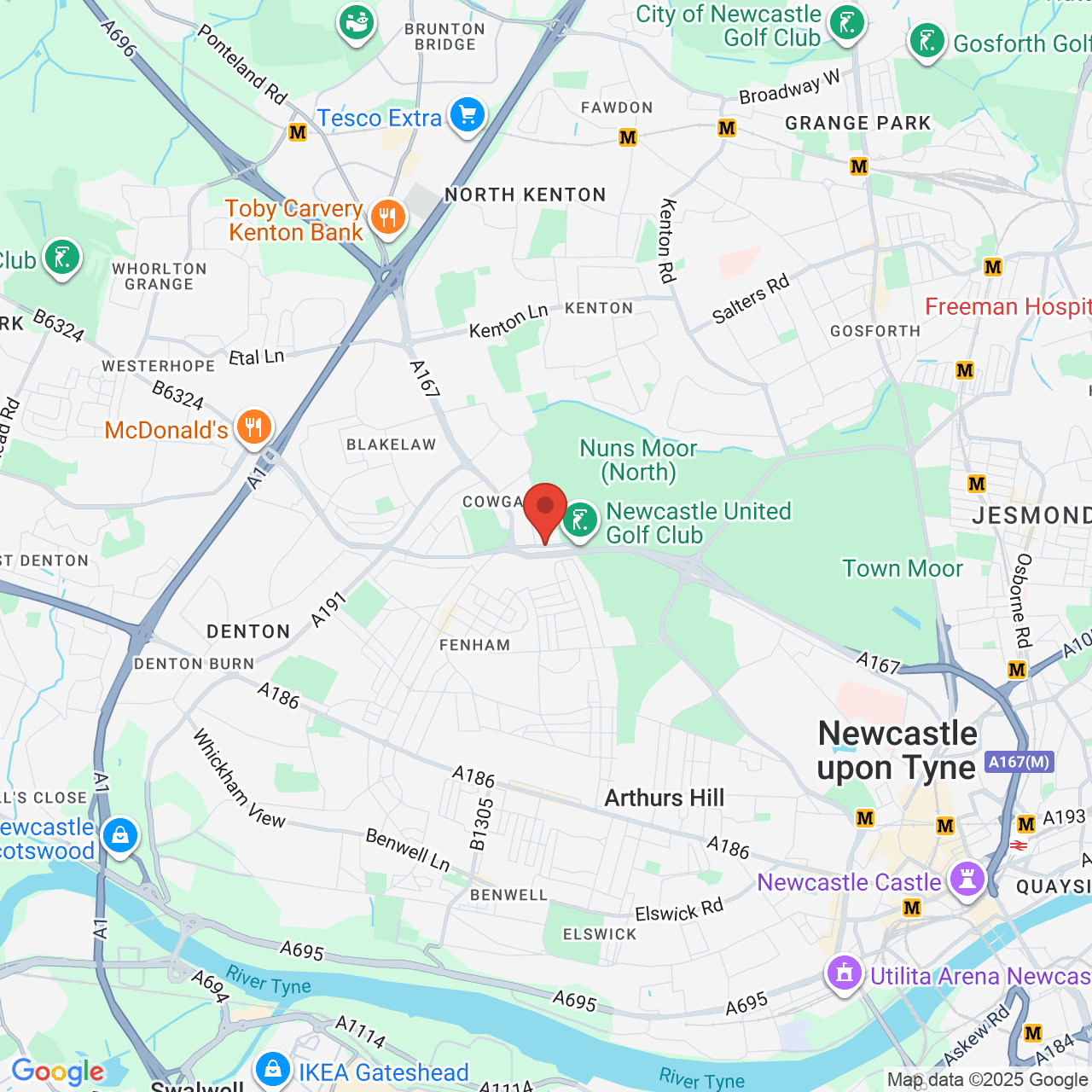 Map showing location of Ponteland Road, Cowgate, United Kingdom, NE5 3AJ