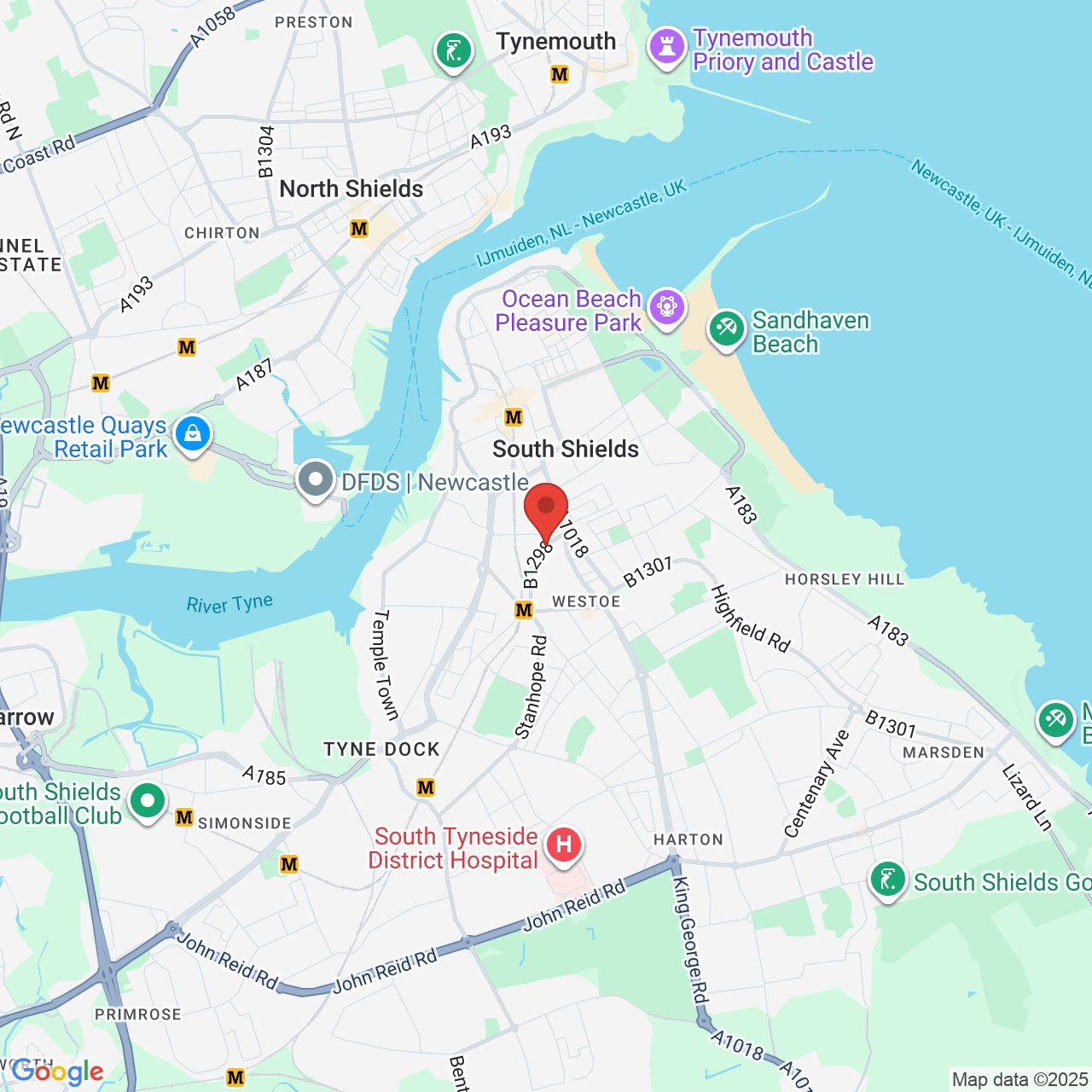 Map showing location of Chichester Road, South Shields, United Kingdom, NE33 4HN