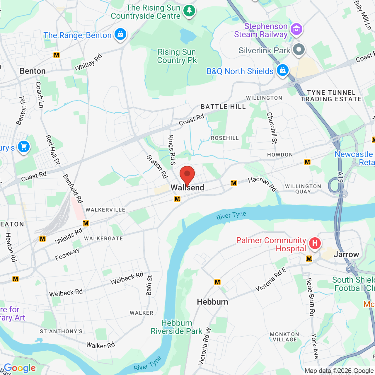 Map showing location of Unit B, Silverlink Retail Park, The Sliverlink, Wallsend, United Kingdom, NE28 9ND