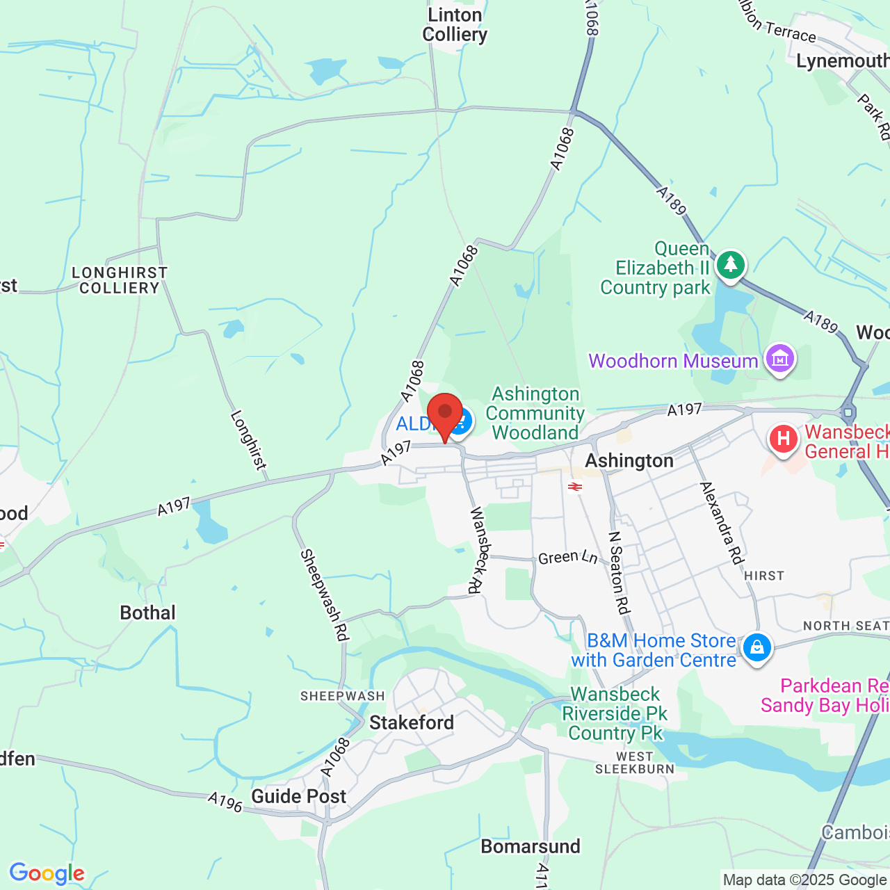 Map showing location of Morpeth Road, Ashington, United Kingdom, NE63 8QG