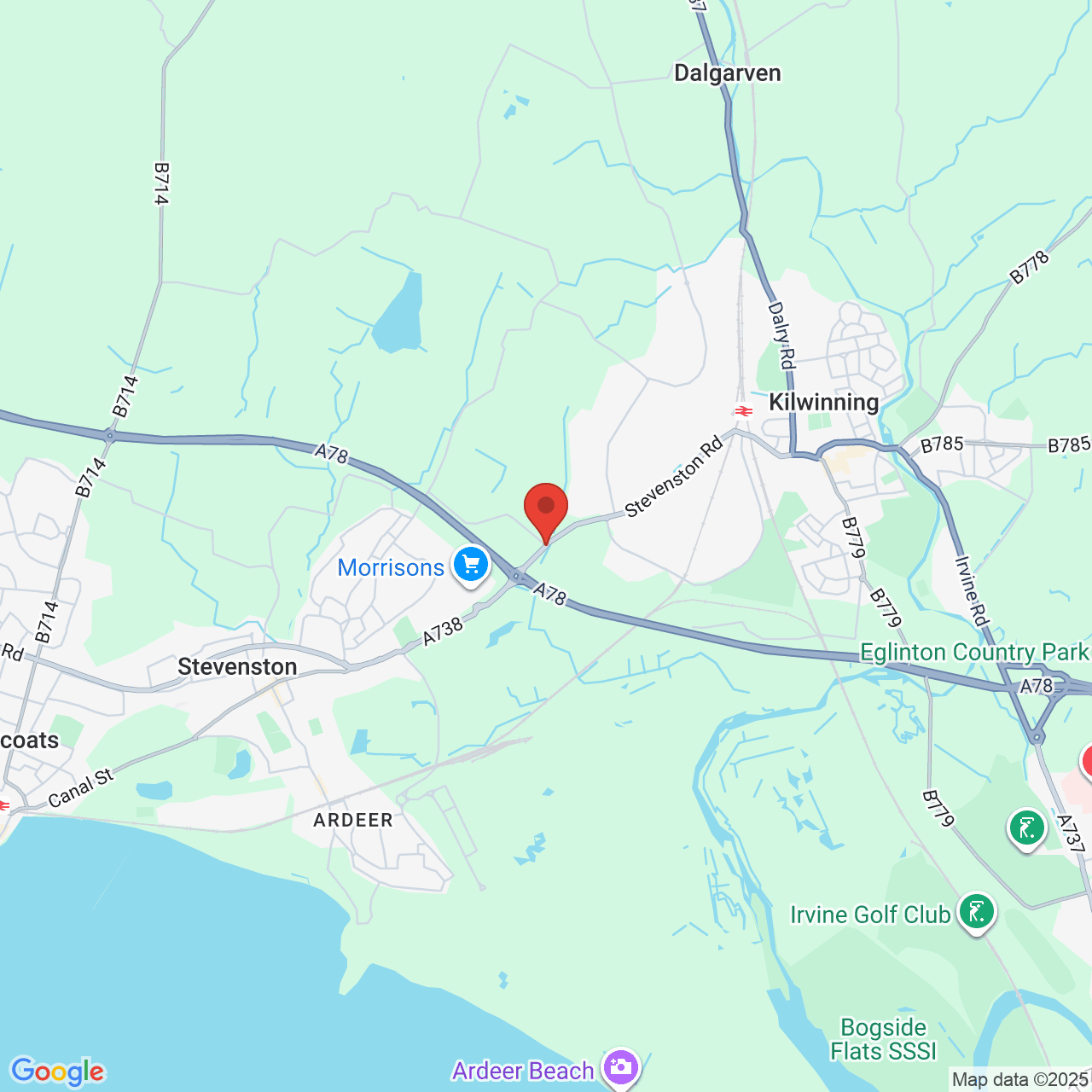 Map showing location of Stevenston Road, Stevenston, United Kingdom, KA20 3EG