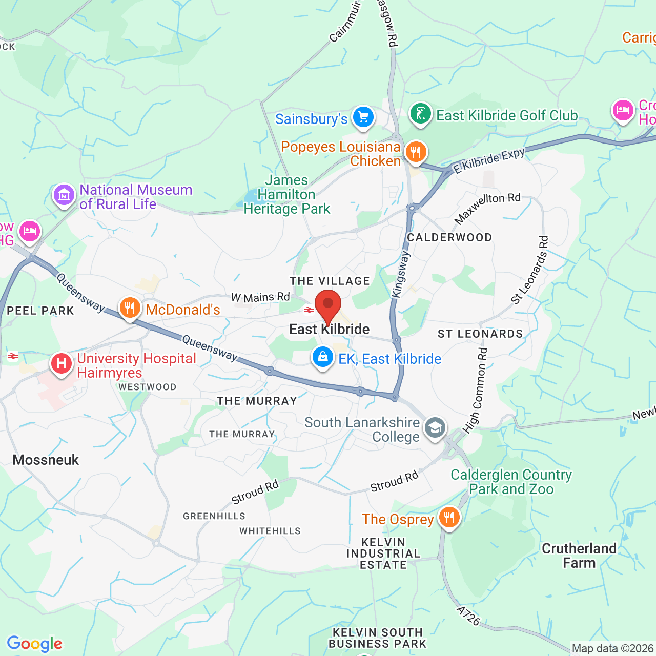 Map showing location of East Kilbride, United Kingdom, G74