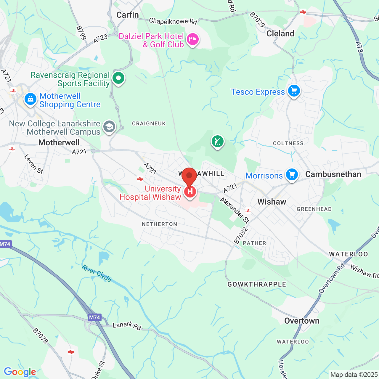 Map showing location of 285, Glasgow Road, Wishaw, United Kingdom, ML2 7SJ