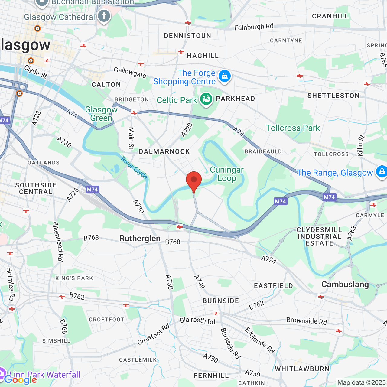 Map showing location of Dalmarnock Road, Glasgow, United Kingdom, G73 1NY