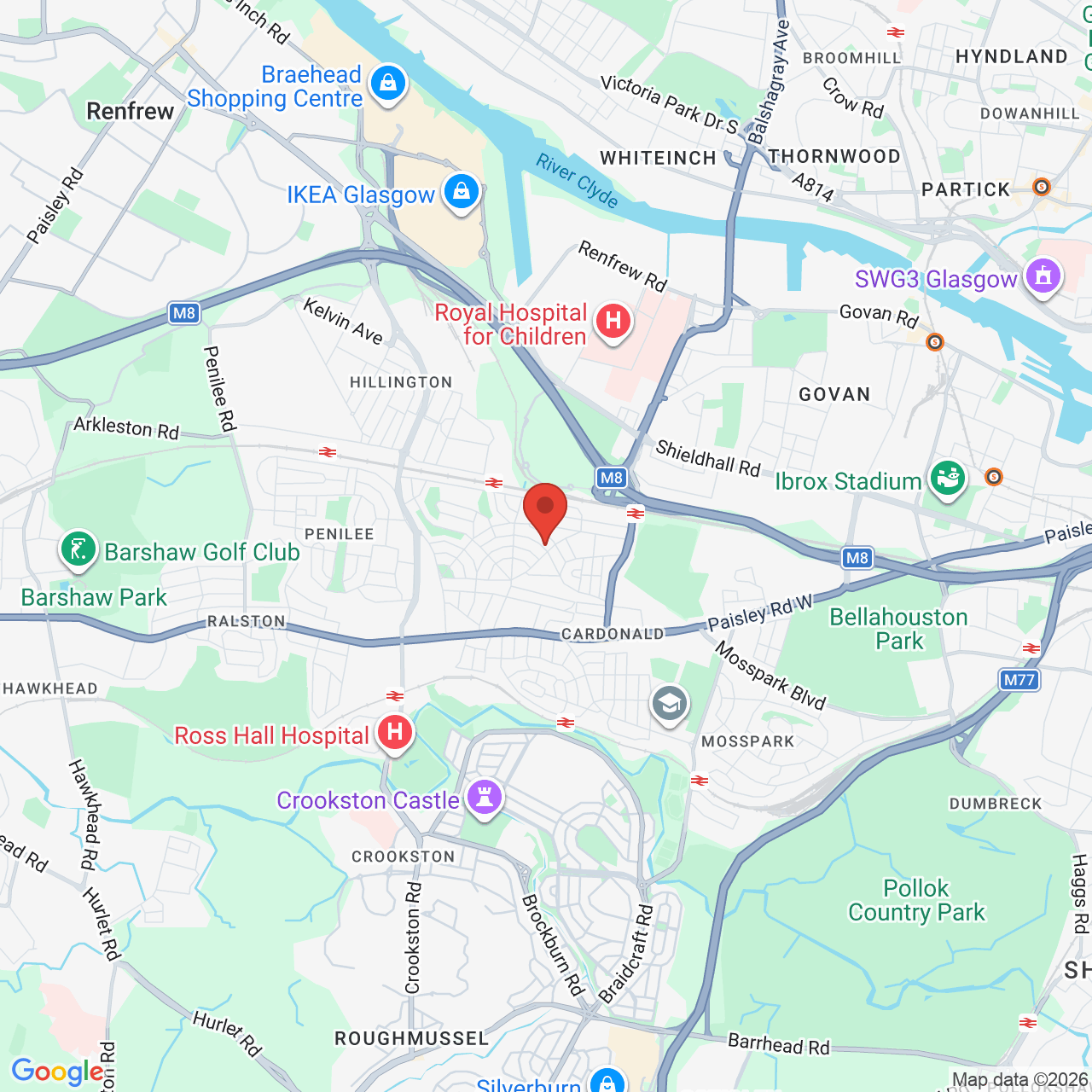 Map showing location of Paisley, United Kingdom, G52