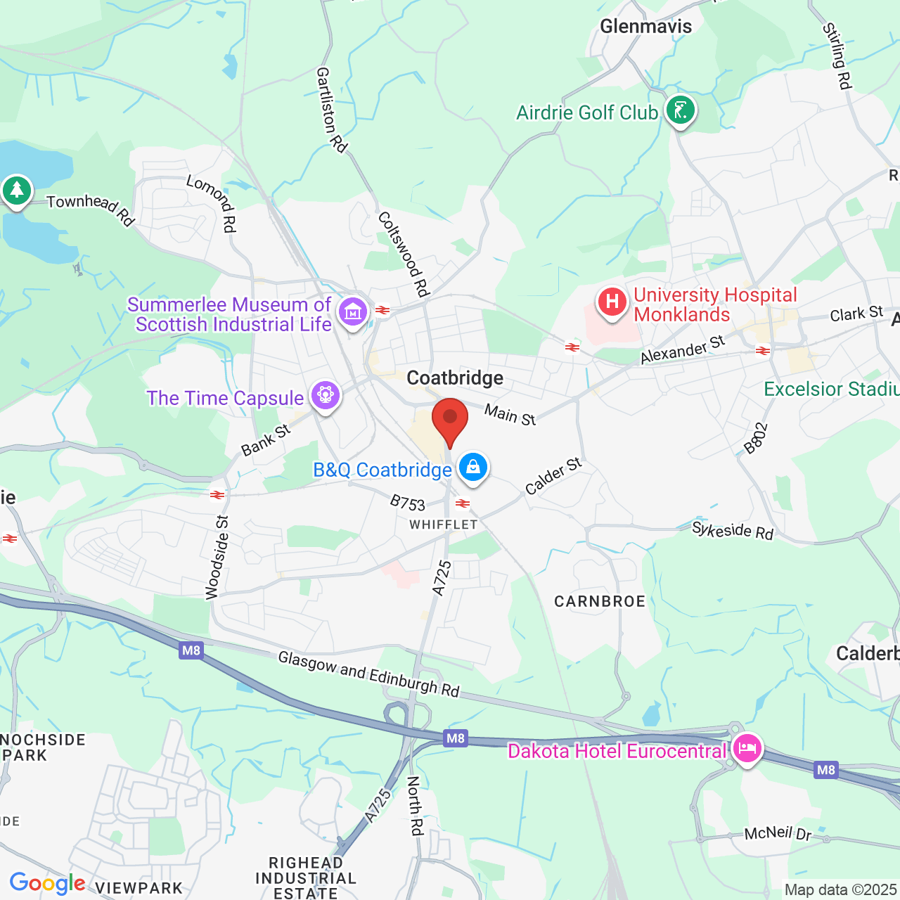 Map showing location of Coatbridge, United Kingdom, ML5 3SP