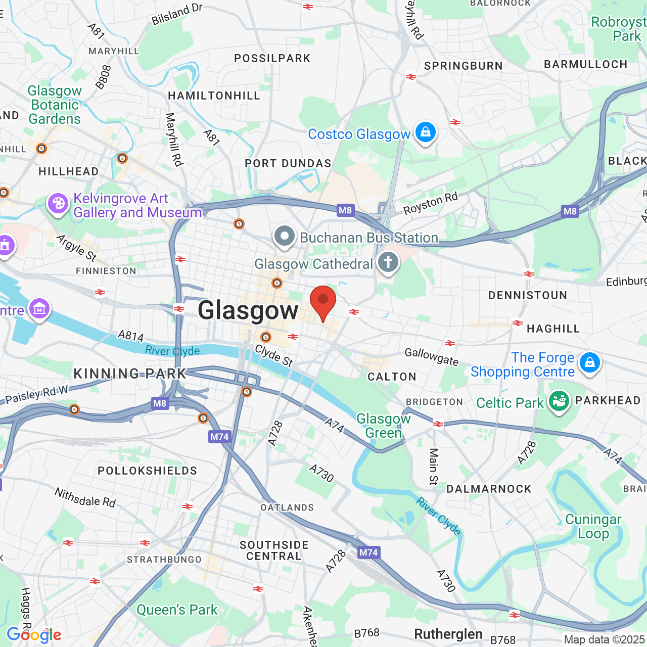 Map showing location of Glasgow, United Kingdom, G1