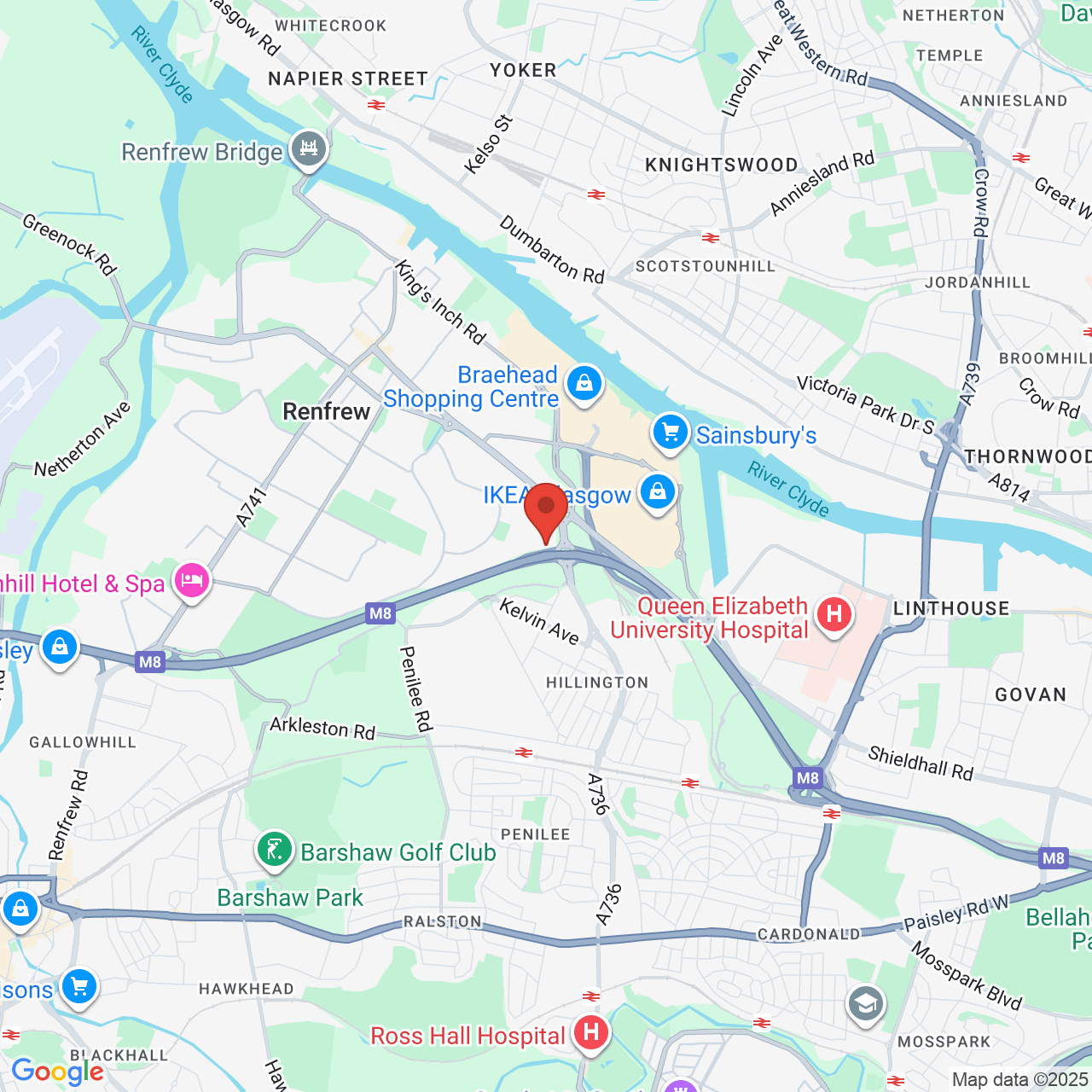 Map showing location of 9, Braille Crescent, Renfrew, United Kingdom, G52 4UB