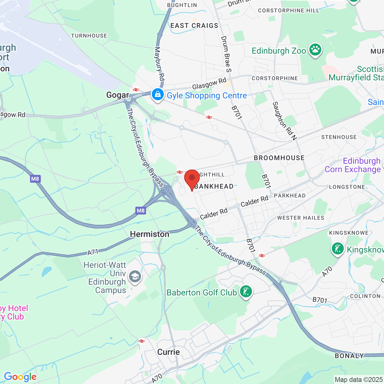 Map showing location of Cultins Road, Edinburgh, United Kingdom, EH11 4DG