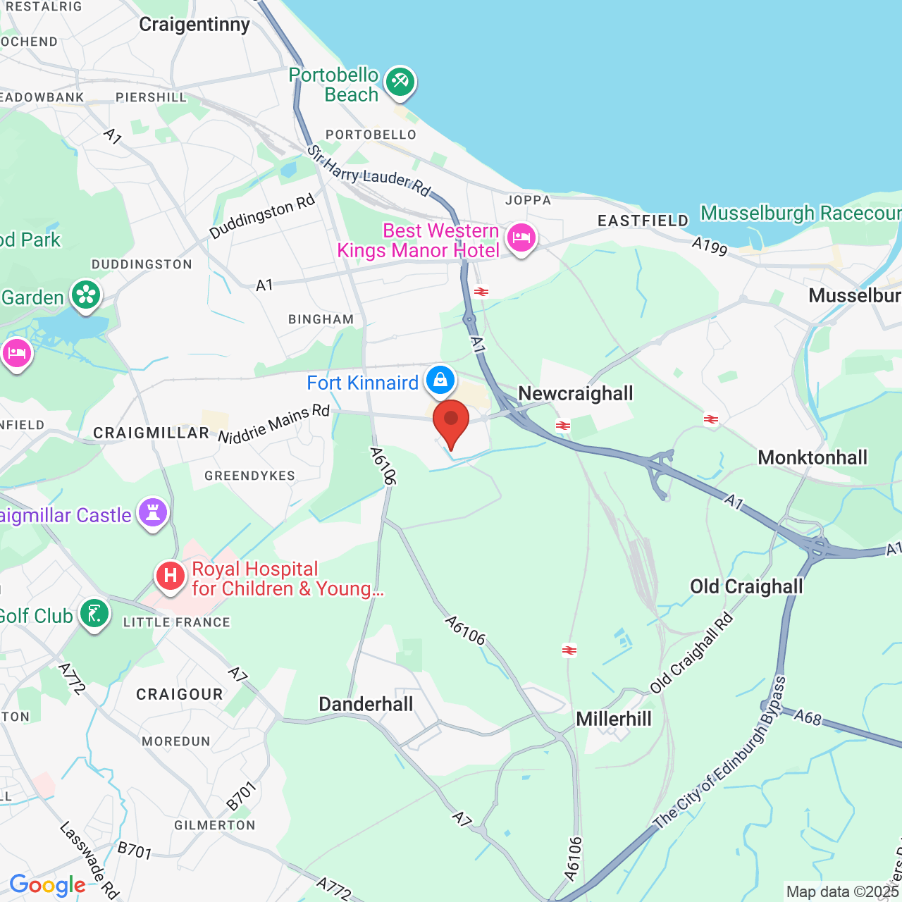 Map showing location of Whitehill Road, Edinburgh, United Kingdom, EH15 3HR