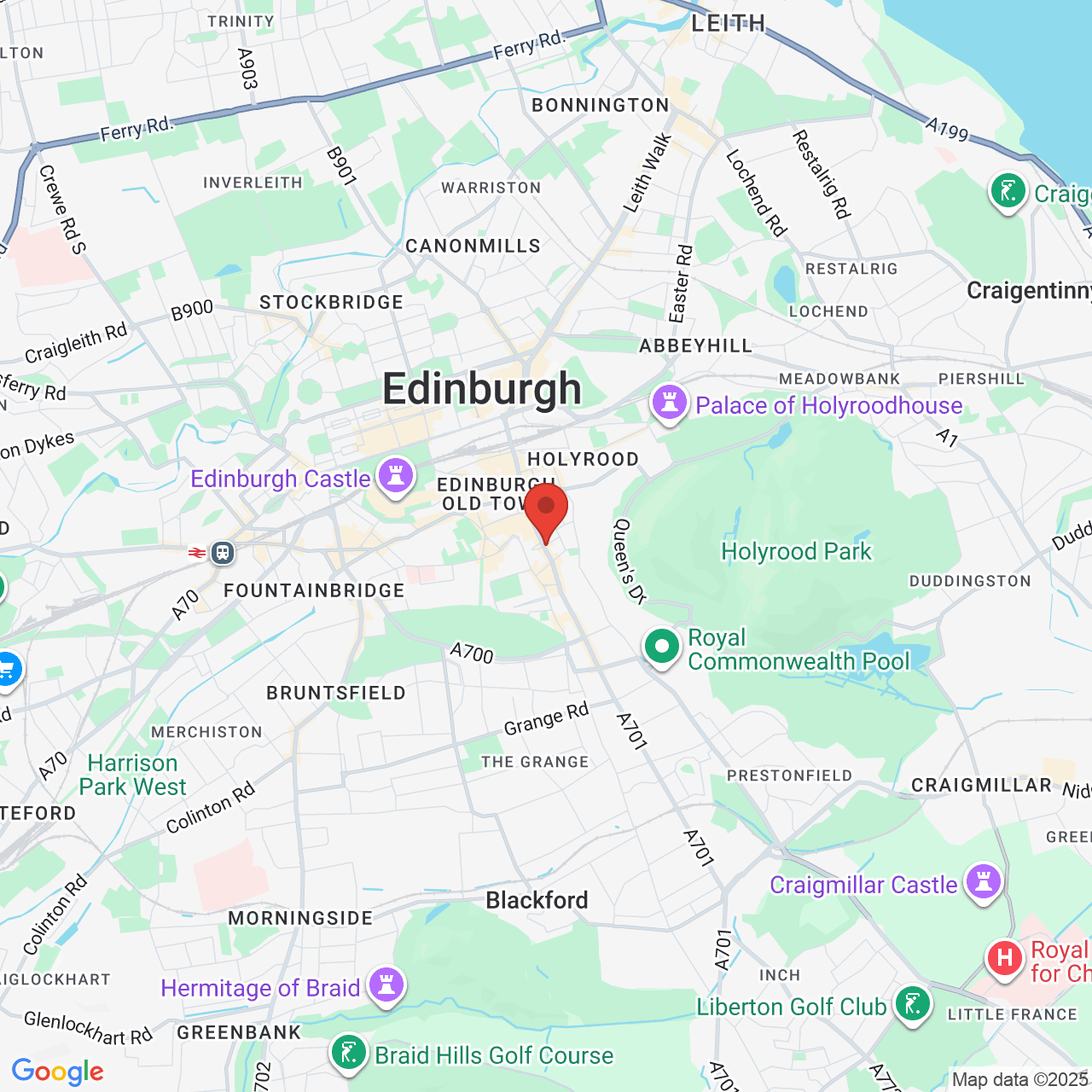 Map showing location of 36, Nicolson Street, Edinburgh, United Kingdom, EH8 9DT