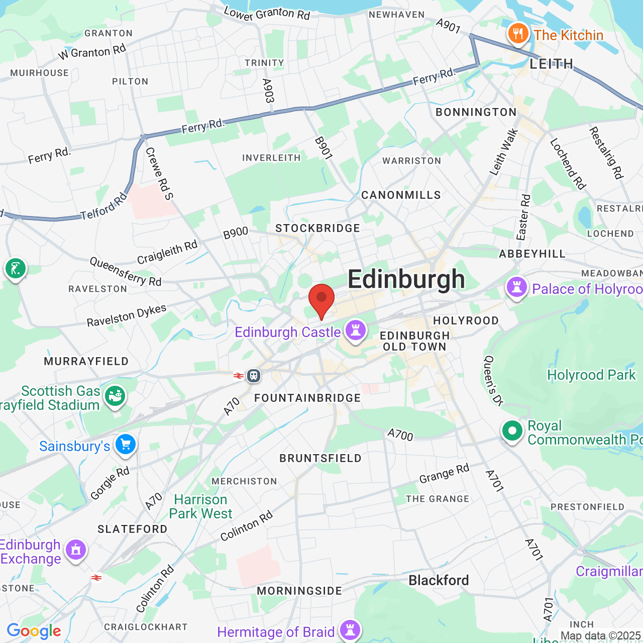 Map showing location of South Charlotte Street, Edinburgh, United Kingdom, EH2 4AN