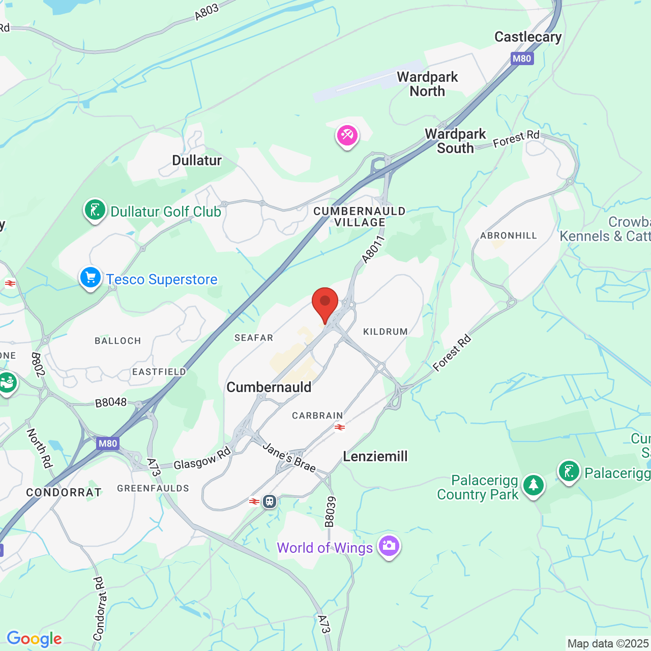 Map showing location of South Muirhead Road, Cumbernauld, United Kingdom, G67 1AX