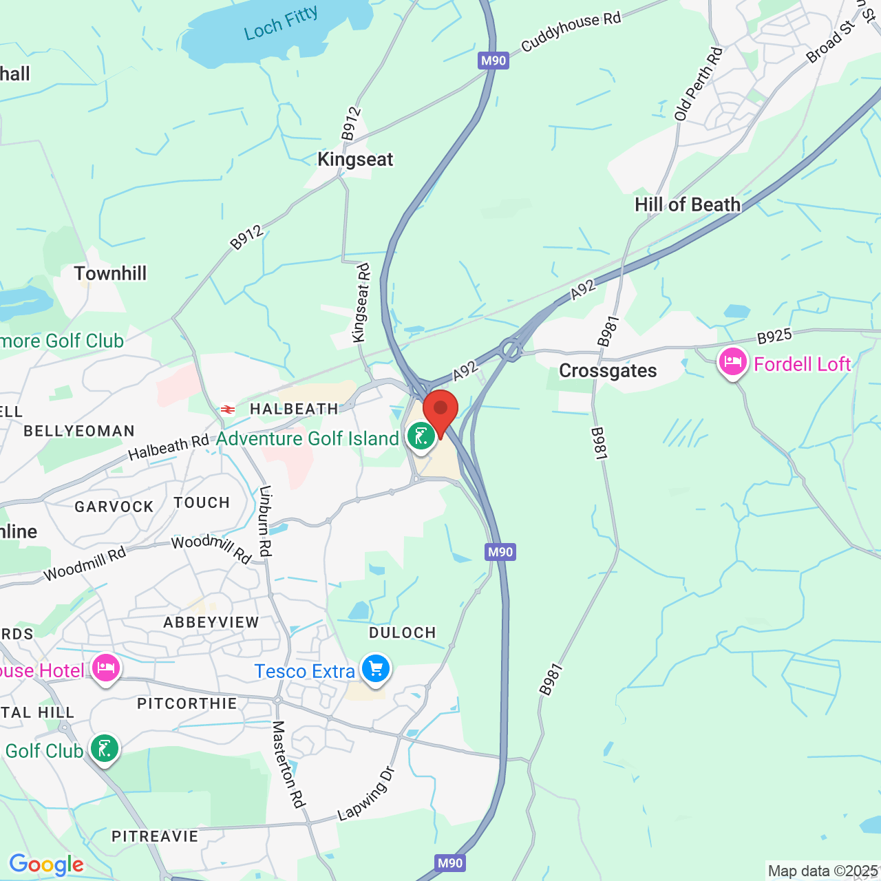 Map showing location of Whimbrel Place, Dunfermline, United Kingdom, KY11 8EX