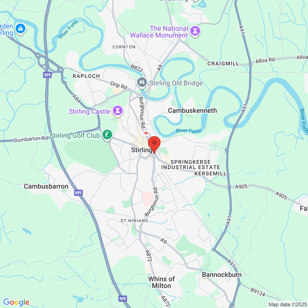 Map showing location of Craigs Roundabout, Stirling, United Kingdom, FK7 7NU