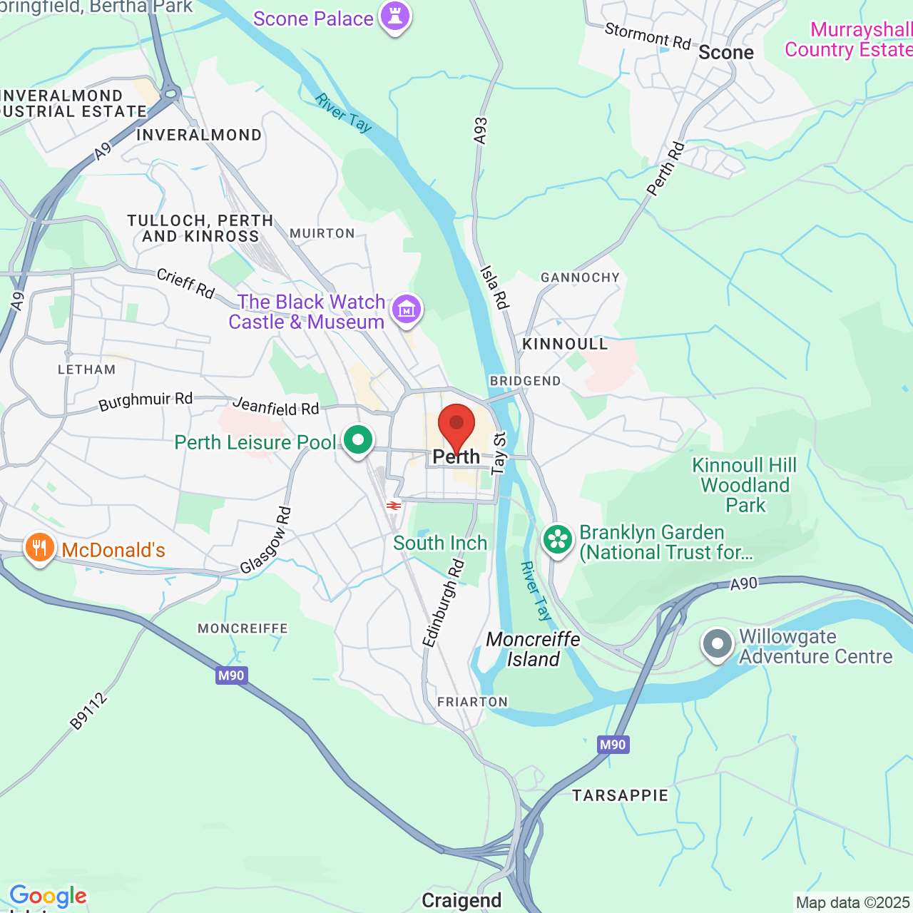 Map showing location of Perth, United Kingdom, PH1