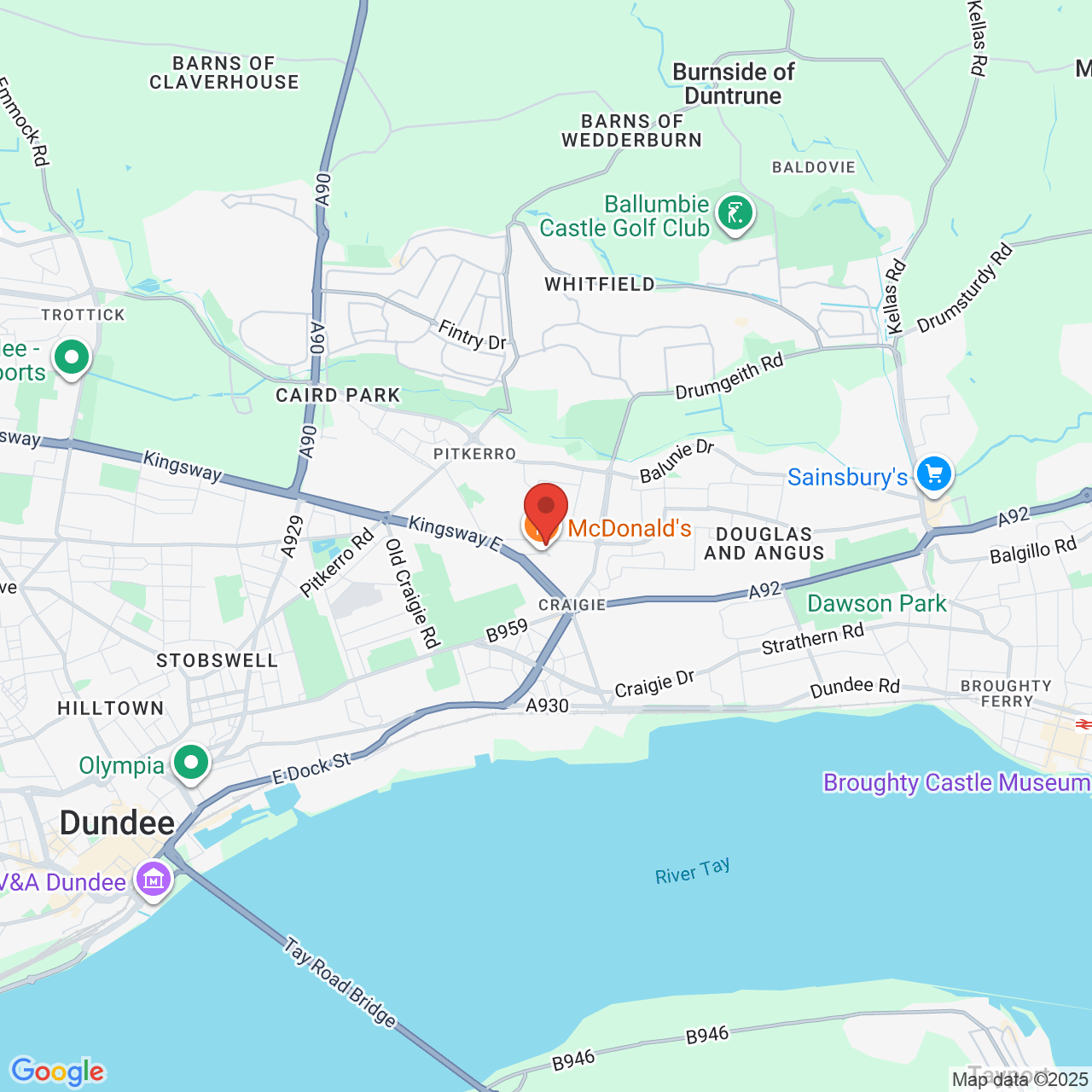 Map showing location of Dundee, United Kingdom