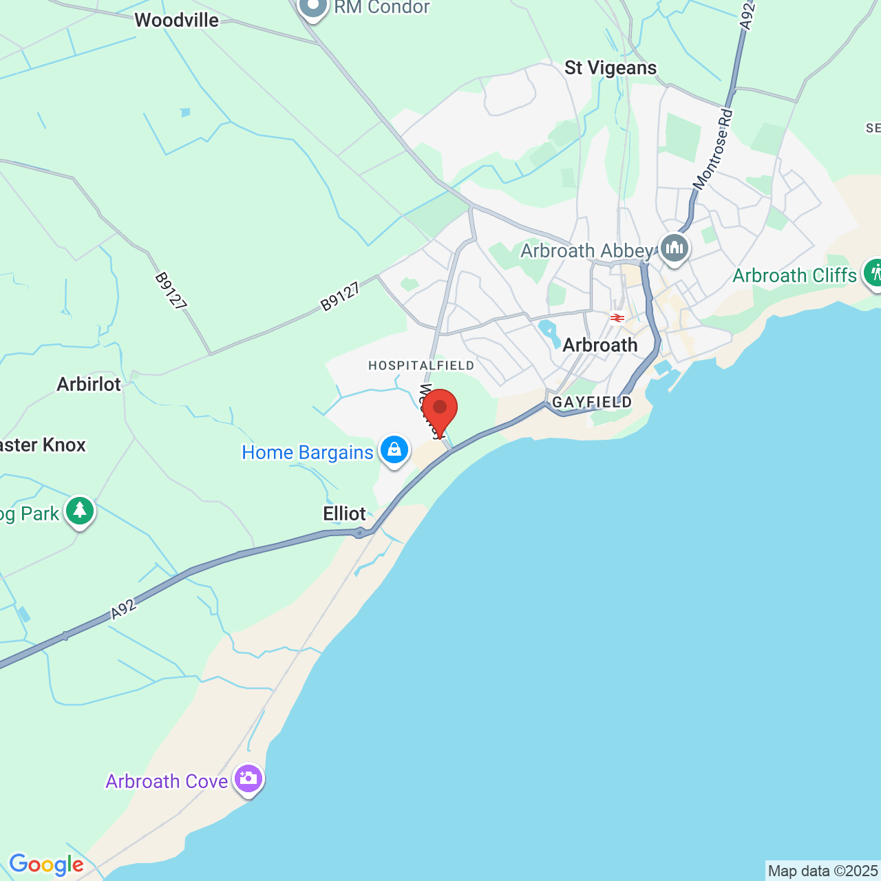 Map showing location of Arbroath, United Kingdom, DD11 2NQ