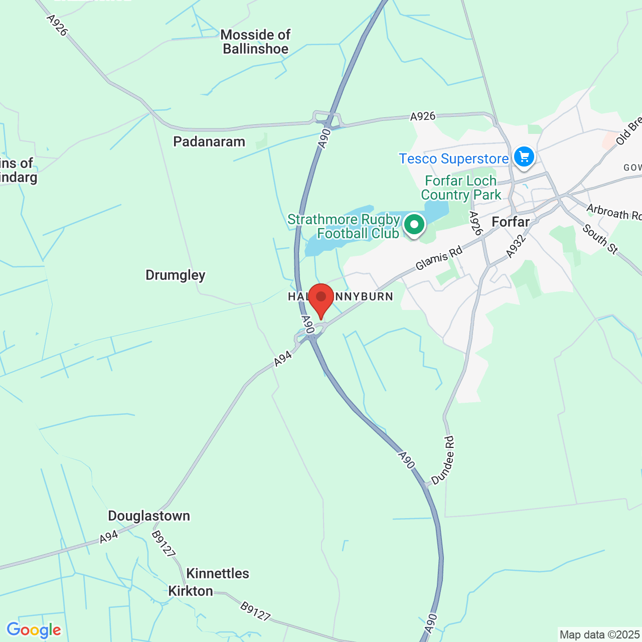 Map showing location of Orchard Loan, Forfar, United Kingdom, DD8 1AX