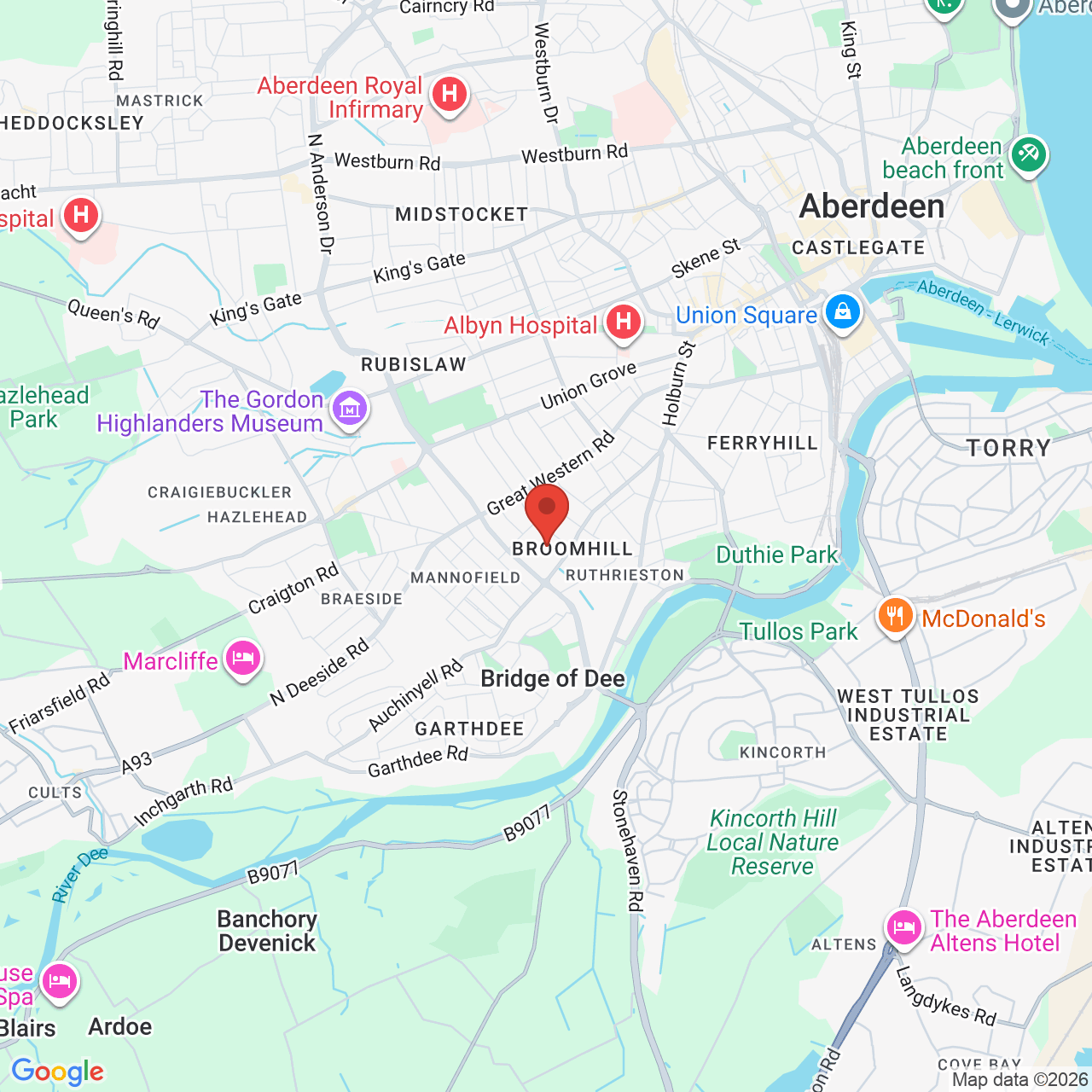 Map showing location of Aberdeen , Scotland, United Kingdom, AB10