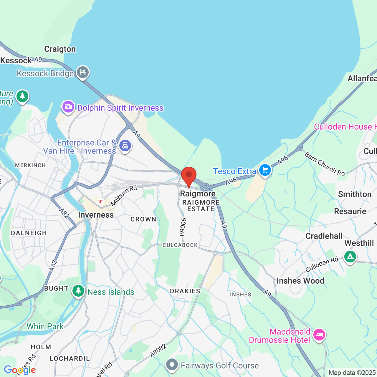 Map showing location of Millburn Road, Inverness, United Kingdom, IV2 3TR