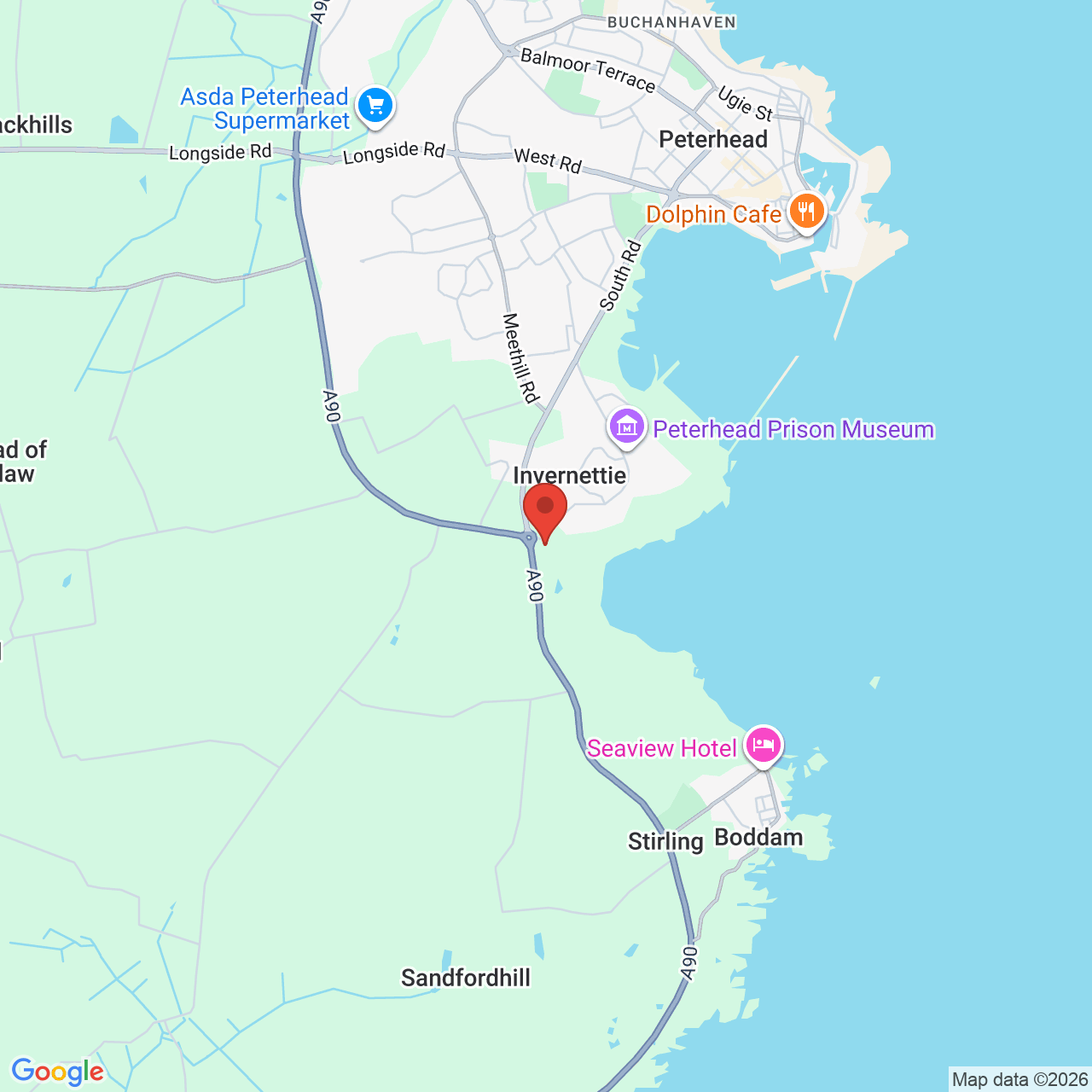 Map showing location of Peterhead, United Kingdom, AB42 2PW